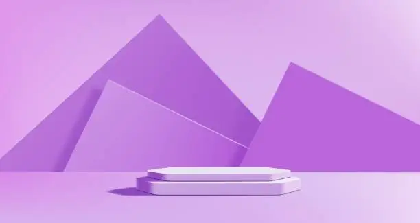 Vector illustration of Purple or lavender podium, empty platform backdrop