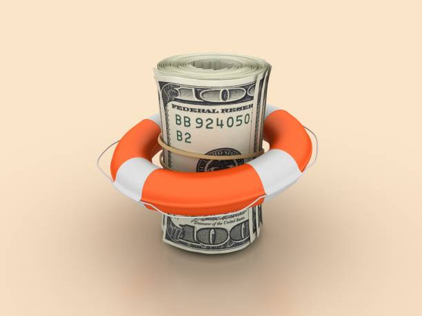 istock Dollar Bills Roll with Life Belt 1666286908