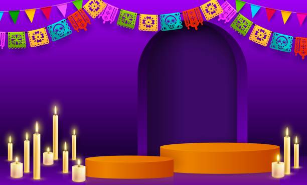 istock Mexican Dia de Los Muertos or dead day podium 1666288971