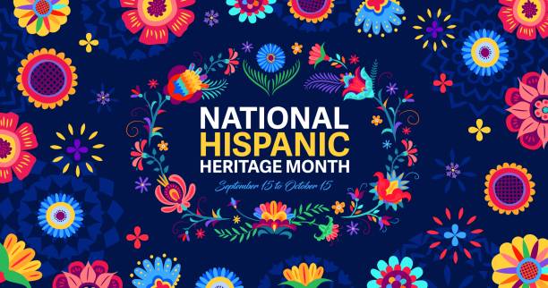 баннер месяца национального латиноамериканского наследия, цветы - central america illustrations stock illustrations