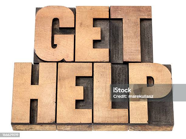 Get Help In Wood Type Stock Photo - Download Image Now - Advice, Antique, Assistance