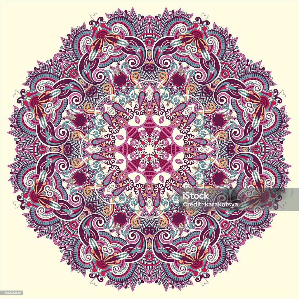Circle ornament round colorful ornamental geometric mandala, floral doily pattern Circle stock vector