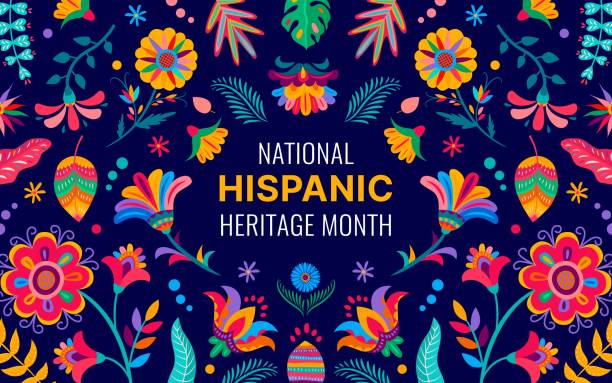 национальный баннер латиноамериканского наследия с цветами - banner backgrounds medieval history stock illustrations