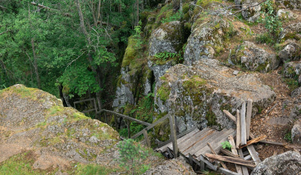 istock broken wooden staircase on an abandoned path in a mountain forest 1666302282