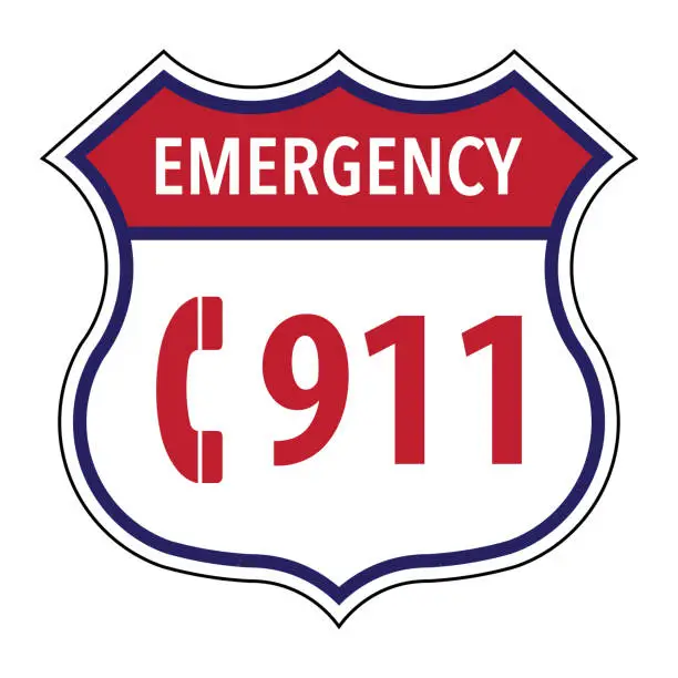 Vector illustration of Call 911 in case of emergency