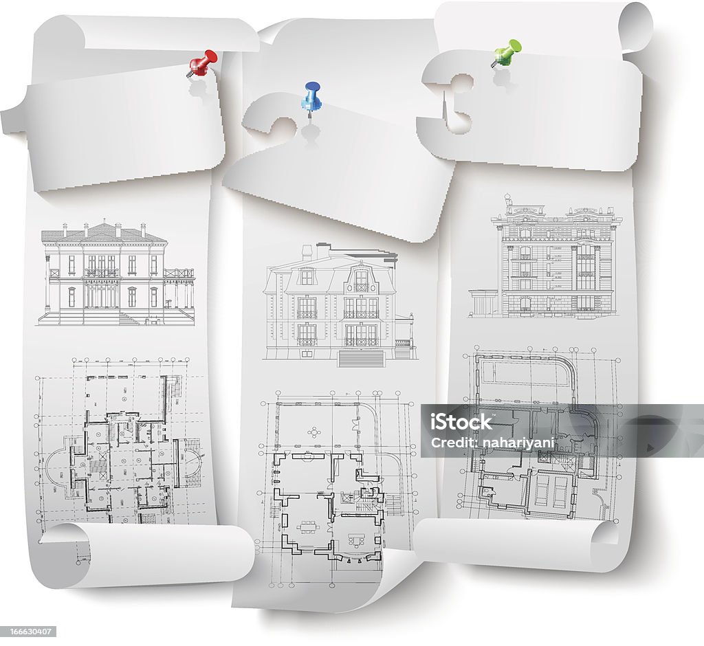 Conjunto de elementos de diseño de edificios - arte vectorial de Abstracto libre de derechos