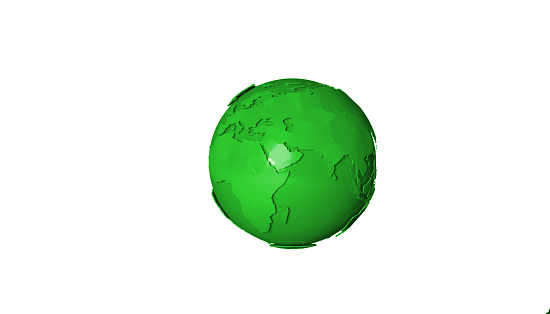 Green 3d render platen earth, green concept, save the planet