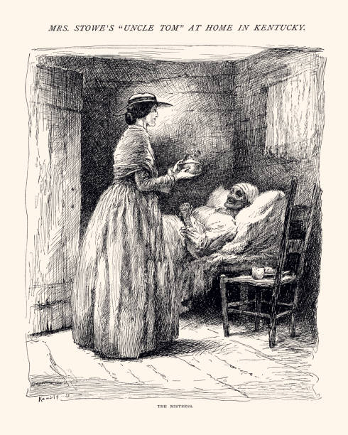 хозяйка: «дядя том» миссис стоу дома в кентукки (xxxl) - humanities stock illustrations
