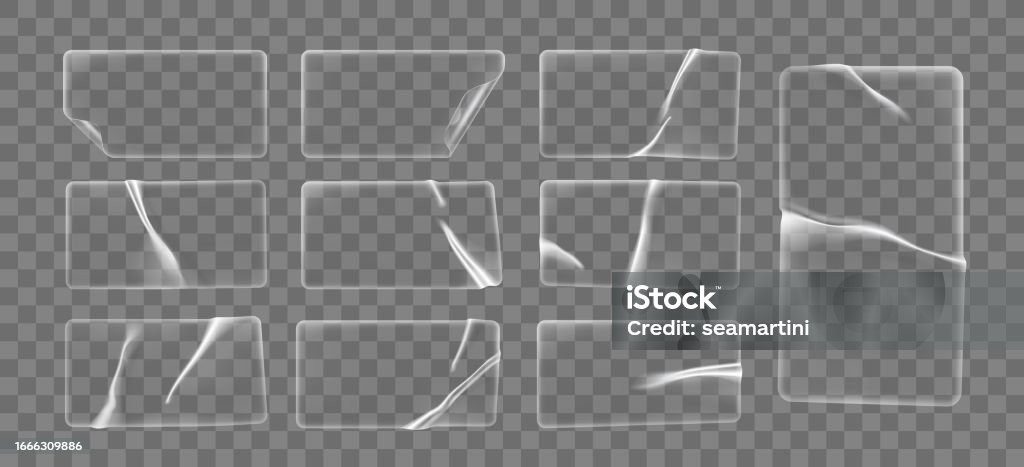 Sticker Rectangular Patches Transparent Rectangle Plastic Patch Stickers Set Stock Illustration ...