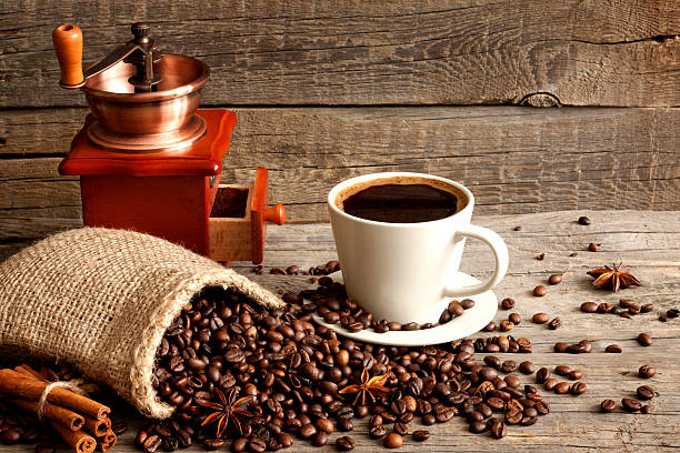istock Cup of coffee and grinder vintage still life 166631991