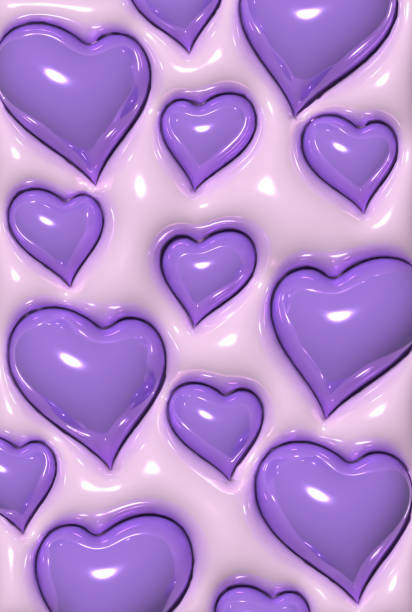 istock Abstract pink background with purple hearts, 3D illustration 1666325733