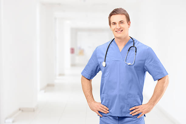 istock Male medical practitioner in a uniform posing 166632969