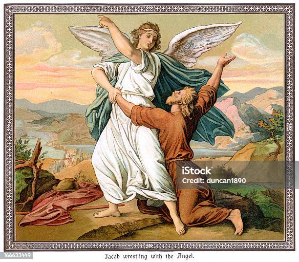 Jacob Und Das Angel Stock Vektor Art und mehr Bilder von Jakob - Biblische Figur - Jakob - Biblische Figur, Bibel, Christentum