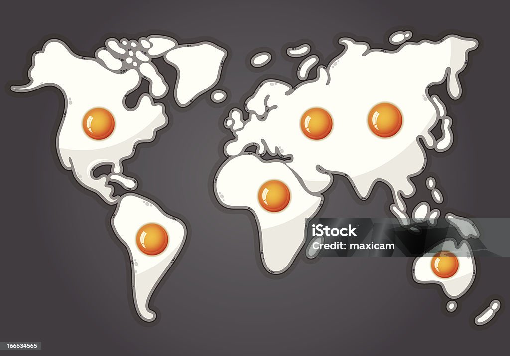 Œufs frits dans une forme de la carte du monde - clipart vectoriel de Cuisiner libre de droits