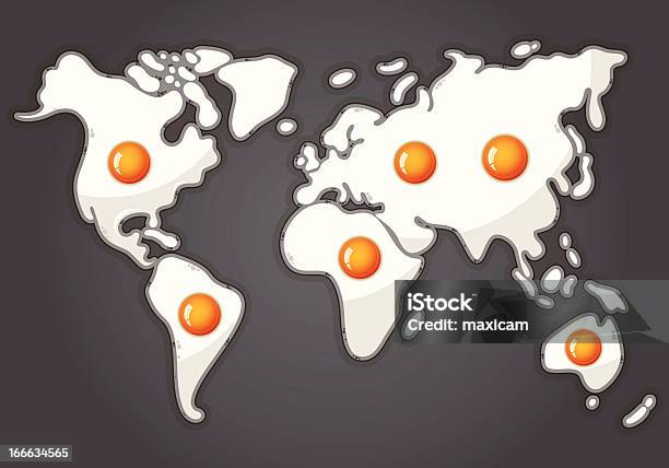 Œufs Frits Dans Une Forme De La Carte Du Monde Vecteurs libres de droits et plus d'images vectorielles de Cuisiner - Cuisiner, Globe terrestre, Planisphère