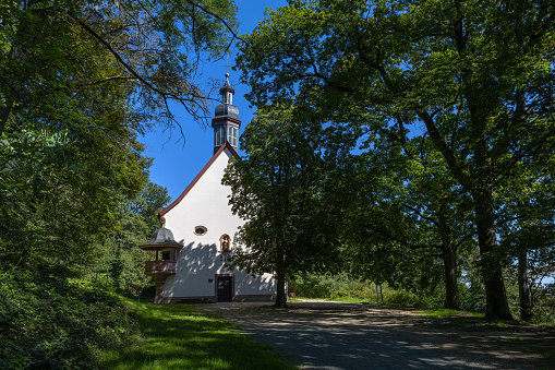 hofheim am taunus, germany-september 05, 2023:  The mountain chapel on the Kapellenberg in Hofheim am Taunus, Germany