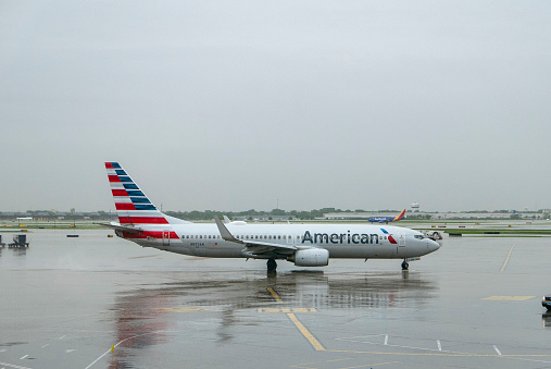 American Airlines Boeing 737-823 aircraft with registration N972AN taxiing at Chicago O'Hare International Airport in May 2022