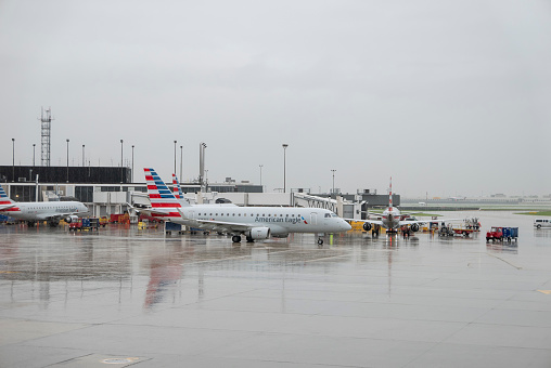 American Eagle Embraer 170STD aircraft with registration N763CC operated by Envoy Air taxiing  at Chicago O'Hare International Airport in May 2022