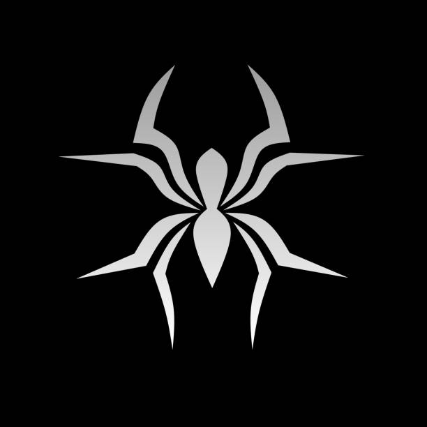 символ логотипа паука на черном фоне - silhouette spider tarantula backgrounds stock illustrations