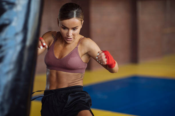 istock Punching skills on a bag 1666366274