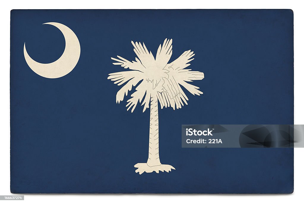 Grunge Bandiera di stato americano su bianco: Carolina del Sud - Foto stock royalty-free di Bandiera