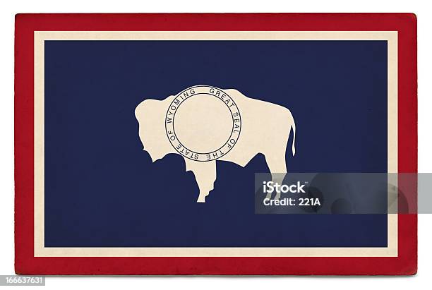 Grunge Bandeira Estatal Americana Em Branco Wyoming - Fotografias de stock e mais imagens de Antigo