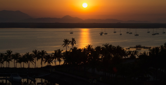 sunrise at the seaside, konyaalti beach, antalya