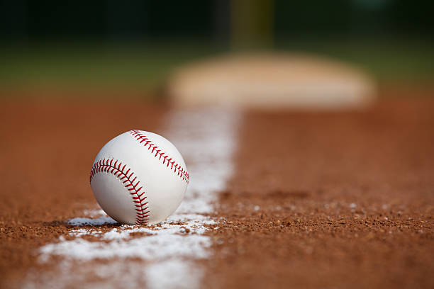 istock Baseball on the Infield Chalk Line 166639010