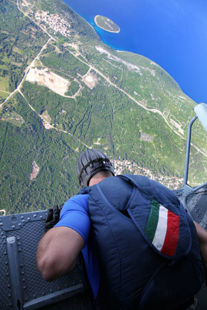 istock Parachutist before jump from the helicopter 166639023