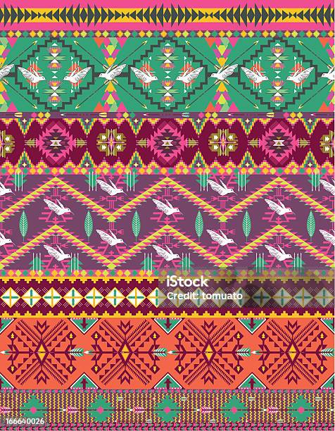 Nahtlose Aztekische Muster Mit Vögeln Farbenfrohen Stock Vektor Art und mehr Bilder von Abstrakt