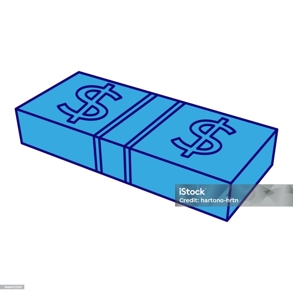 Money Stack Elements Blue Line Stack Of Money Element Simple Flat Vector With Business Theme ...