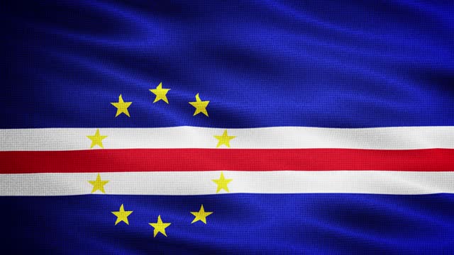 Natural Waving Fabric Texture Of Cape Verde National Flag Graphic Background