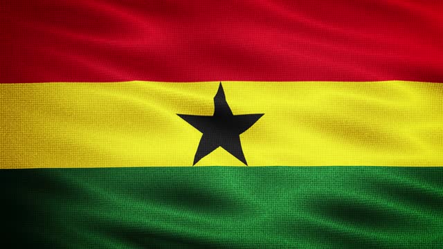 Natural Waving Fabric Texture Of Ghana National Flag Graphic Background