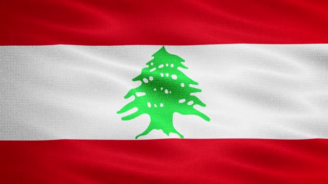 Natural Waving Fabric Texture Of Lebanon National Flag Graphic Background