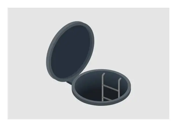 Vector illustration of Opened manhole. Simple flat illustration.