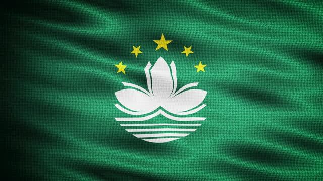 Natural Waving Fabric Texture Of Macau Regional Flag Graphic Background