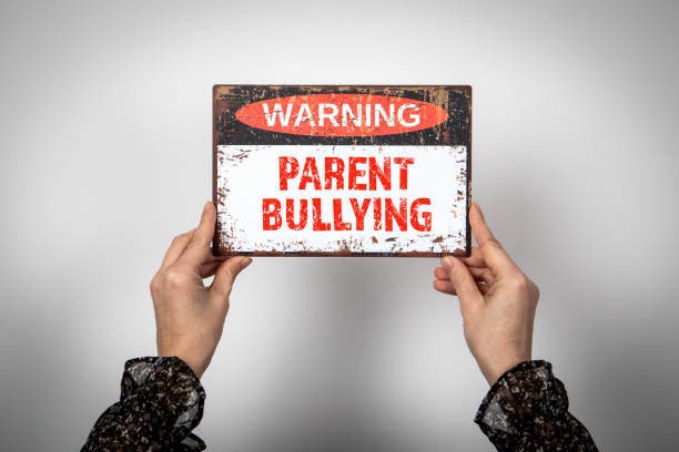 istock PARENT BULLYING. Warning sign with text on a white background 1666621757