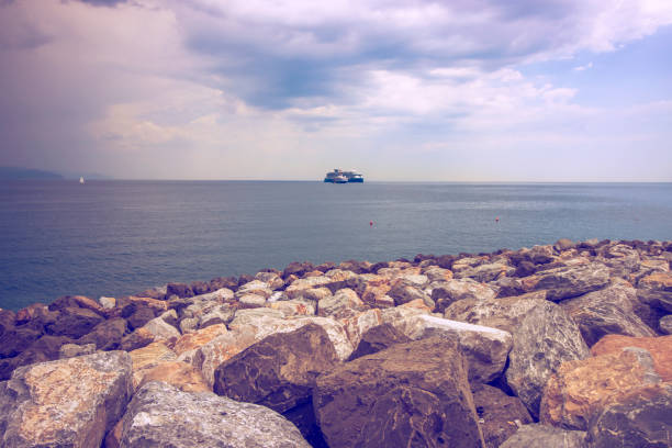 A ship in the Medierranian sea in Italy
