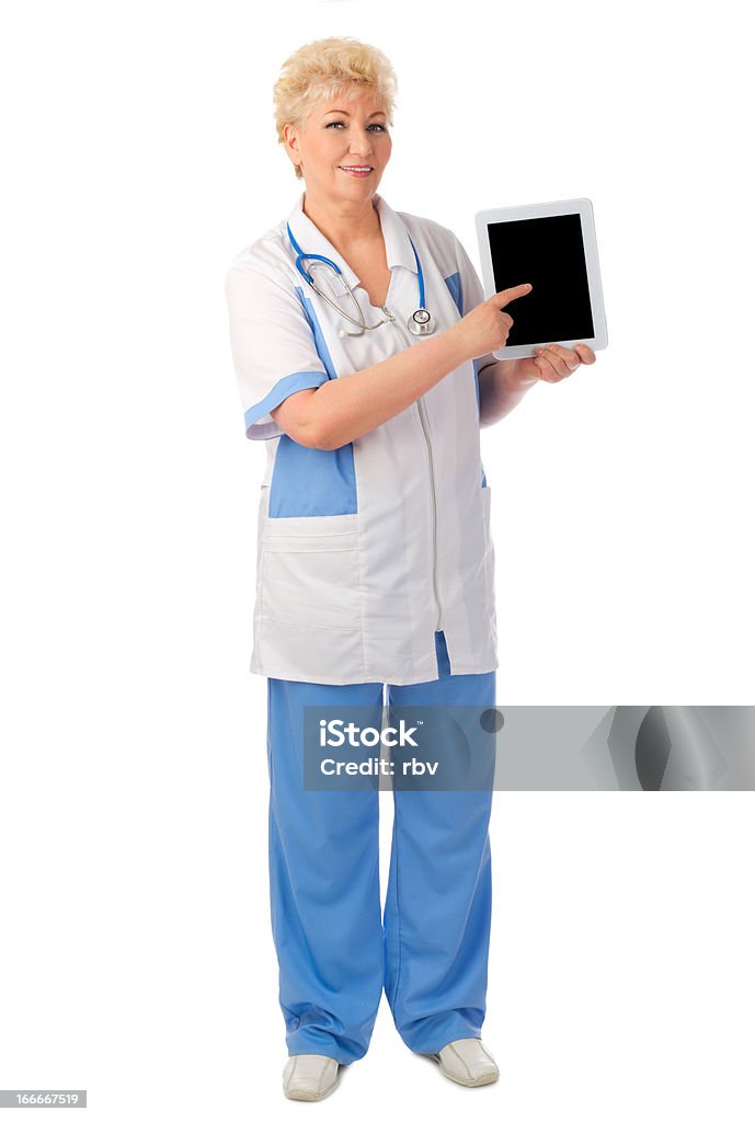 Maduro médico com tablet PC - Foto de stock de 50 Anos royalty-free