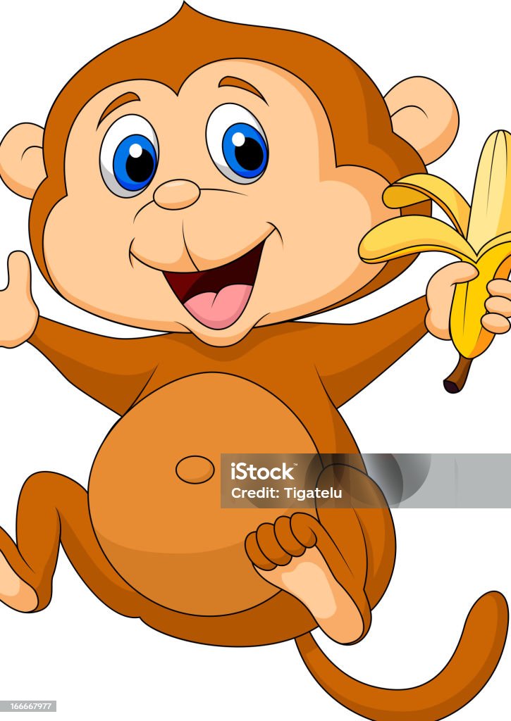 Cute monkey cartoon eating banana Vector illustration of Cute monkey cartoon eating banana Animal stock vector