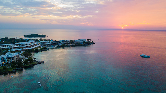 Aerial Images of Jamaica Negril Carribean Beach Sand Ocean Sunset Vacation