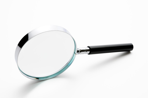 Magnifying glass isolated on white background, with two clipping path (inside & outside).