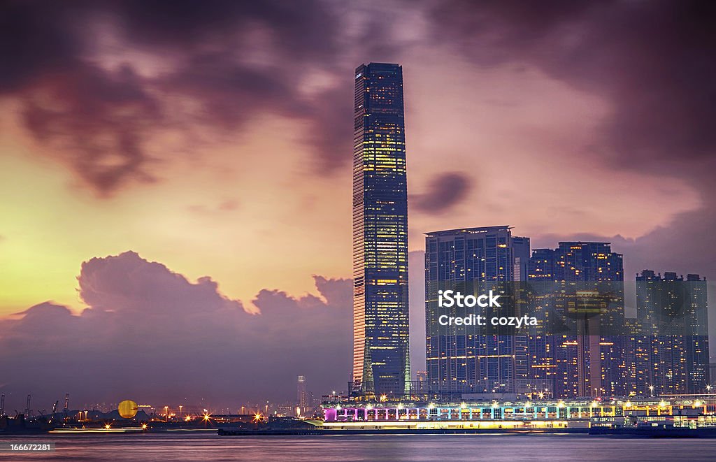 Hong Kong city at night West Kowloon Stock Photo