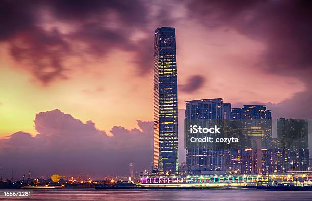 Hong Kong City At Night Stock Photo - Download Image Now - West Kowloon, Asia, Banking