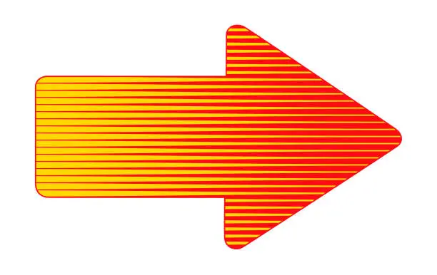 Vector illustration of Vector arrow symbol with horizontal stripes