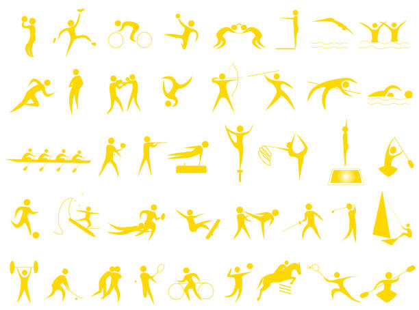 2024 sports icon A set of icons of athletes from international sports competitions. international multi sport event stock illustrations