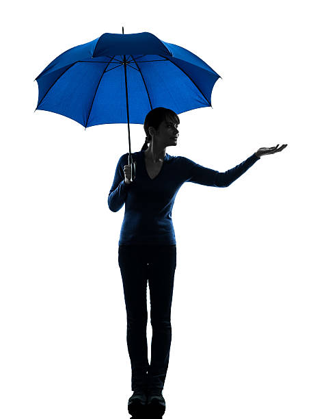 istock woman holding umbrella palm gesture  silhouette 166675835