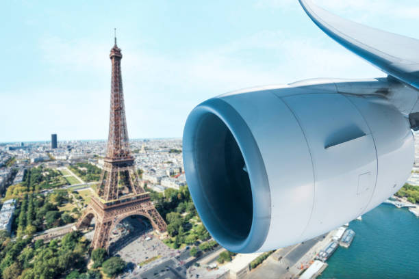 istock Looking out to Paris from a plane window 1666778486