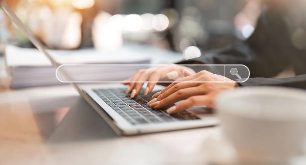 istock Search technology, search engine optimization, businesswoman using laptop to search information, using search bar function on your website 1666779115