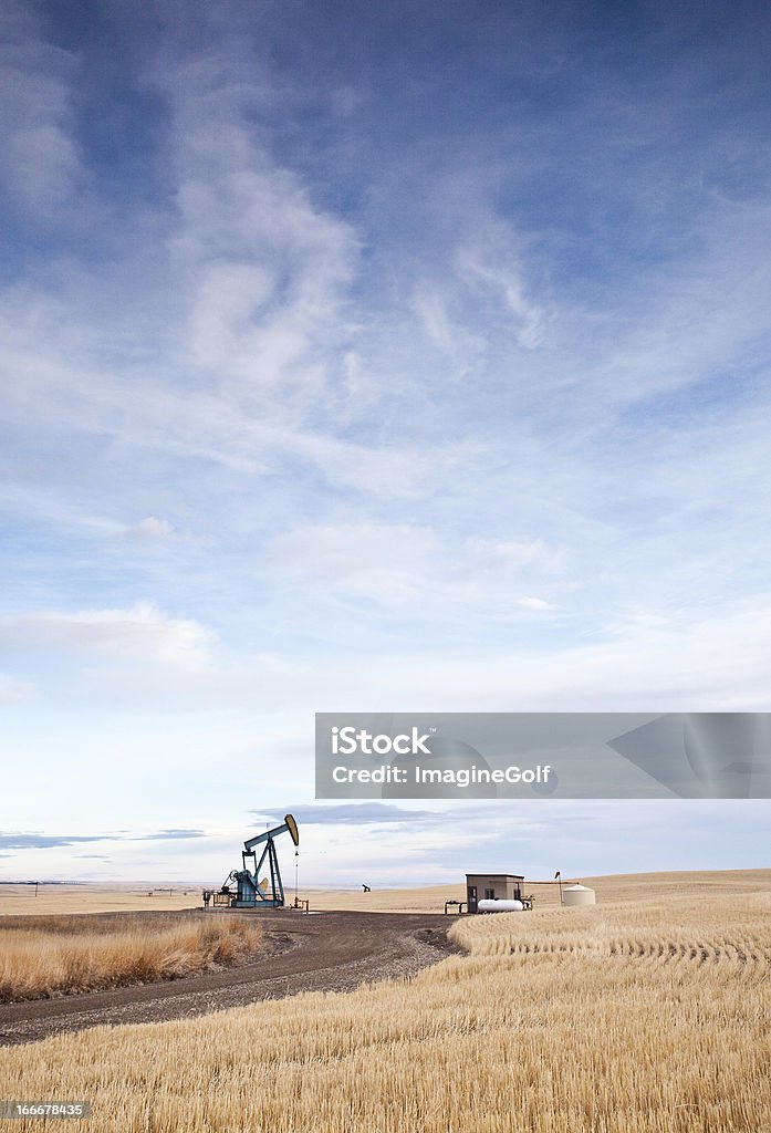 Prairie Pumpjack na Plains w pobliżu Calgary w prowincji Alberta - Zbiór zdjęć royalty-free (Magazyn - Miejsce pracy)